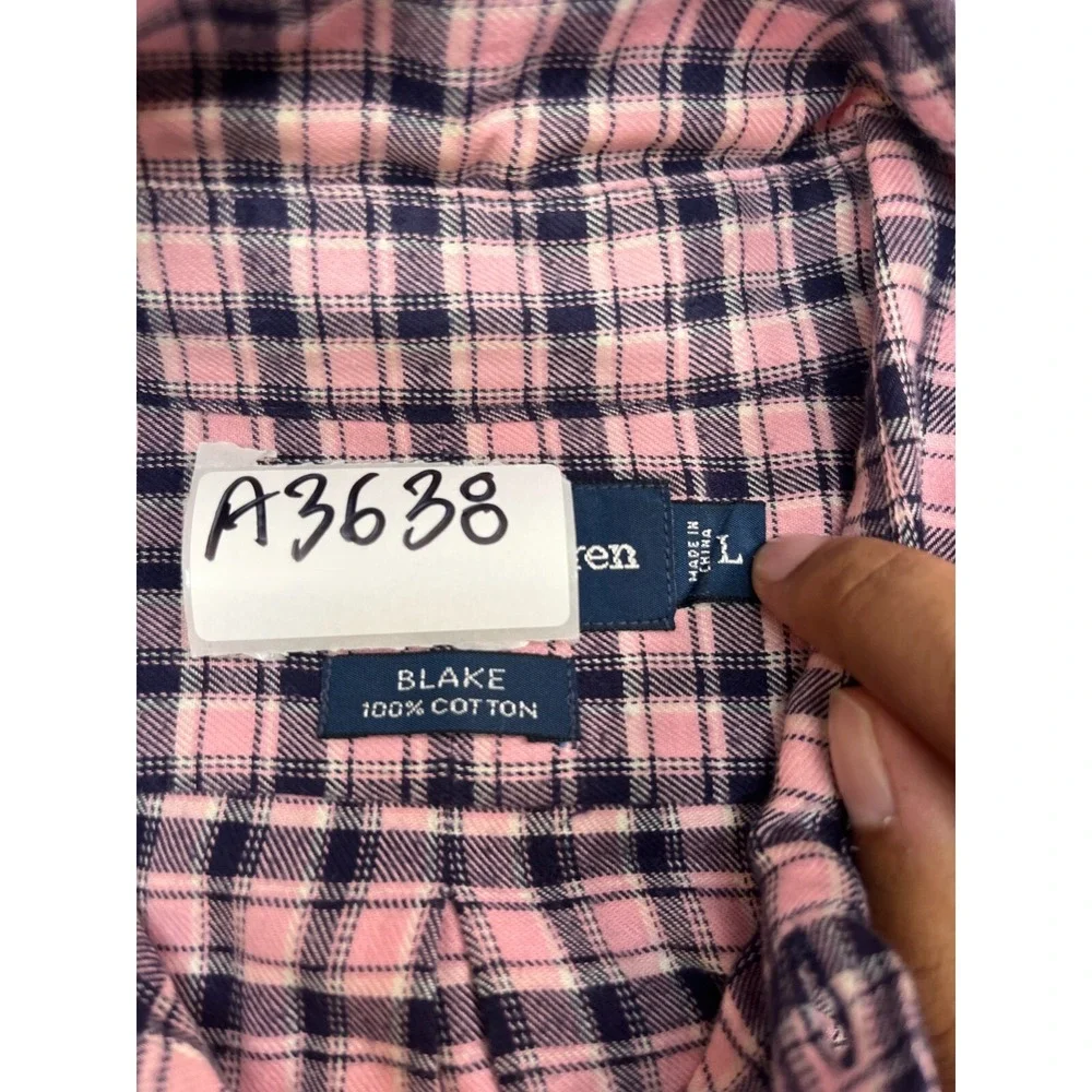Ralph Lauren check shirt Men's size Large pink button-down long-sleeve